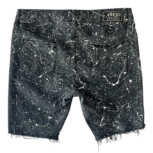 Black & White Splatter Denim Shorts - Size 34