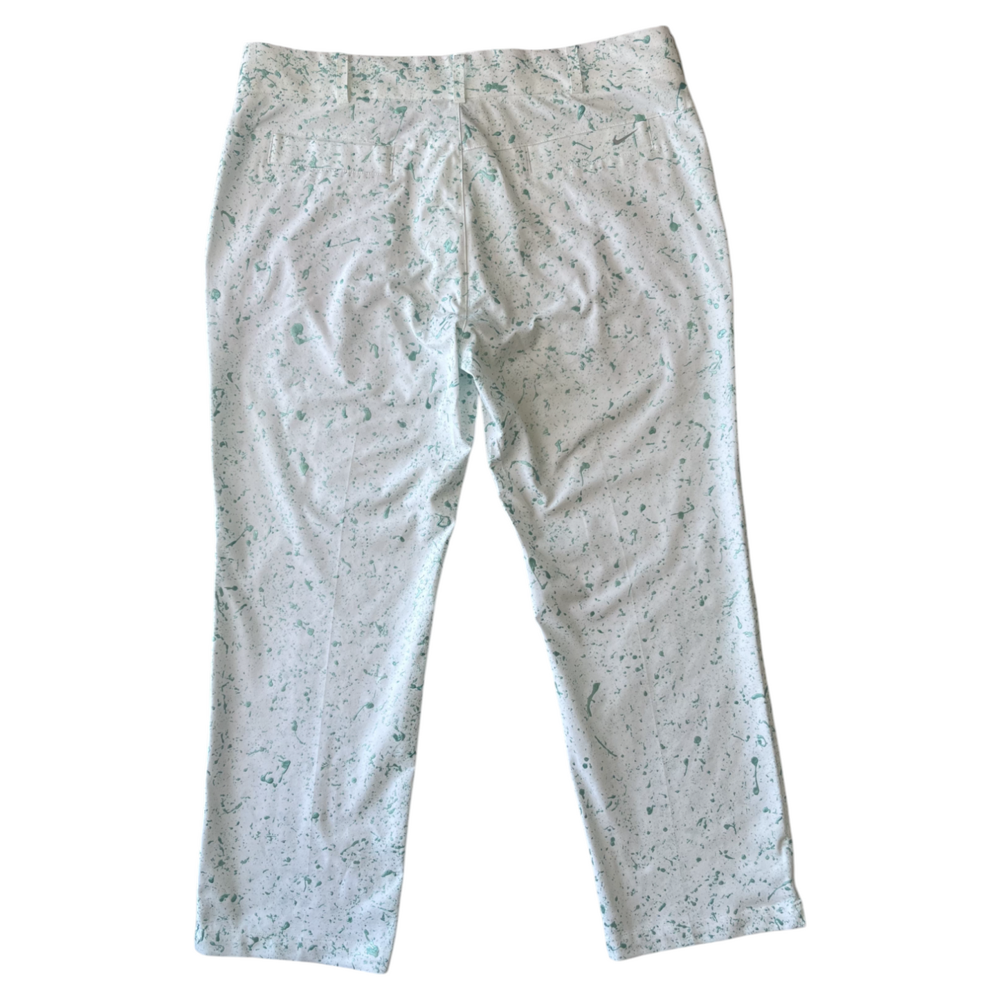 White & Teal Splatter Pants - Size 38 x 30