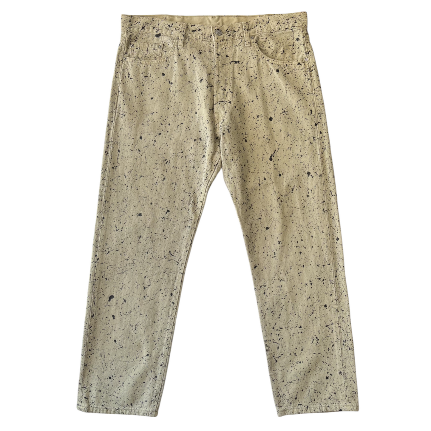 Khaki & Black Splatter Denim Pants - Size 38 x 30
