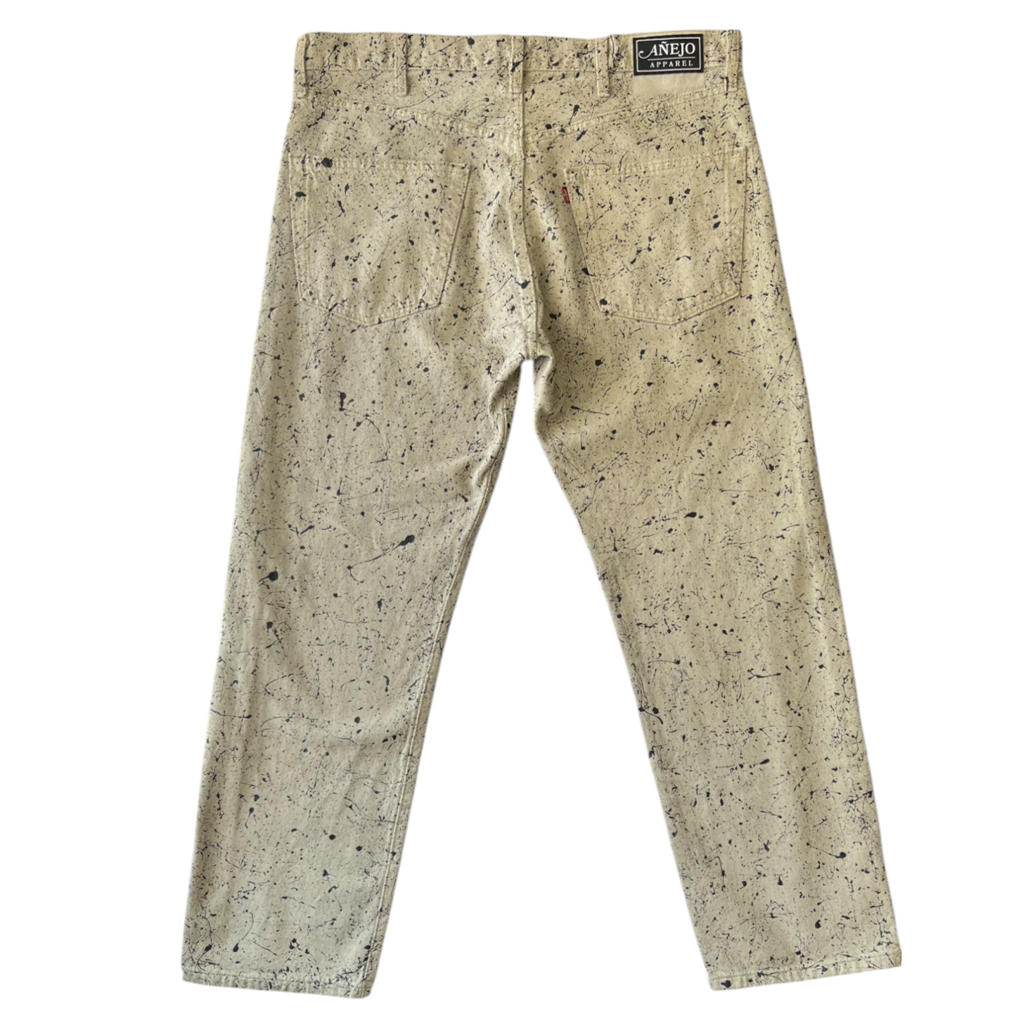 Khaki & Black Splatter Denim Pants - Size 38 x 30