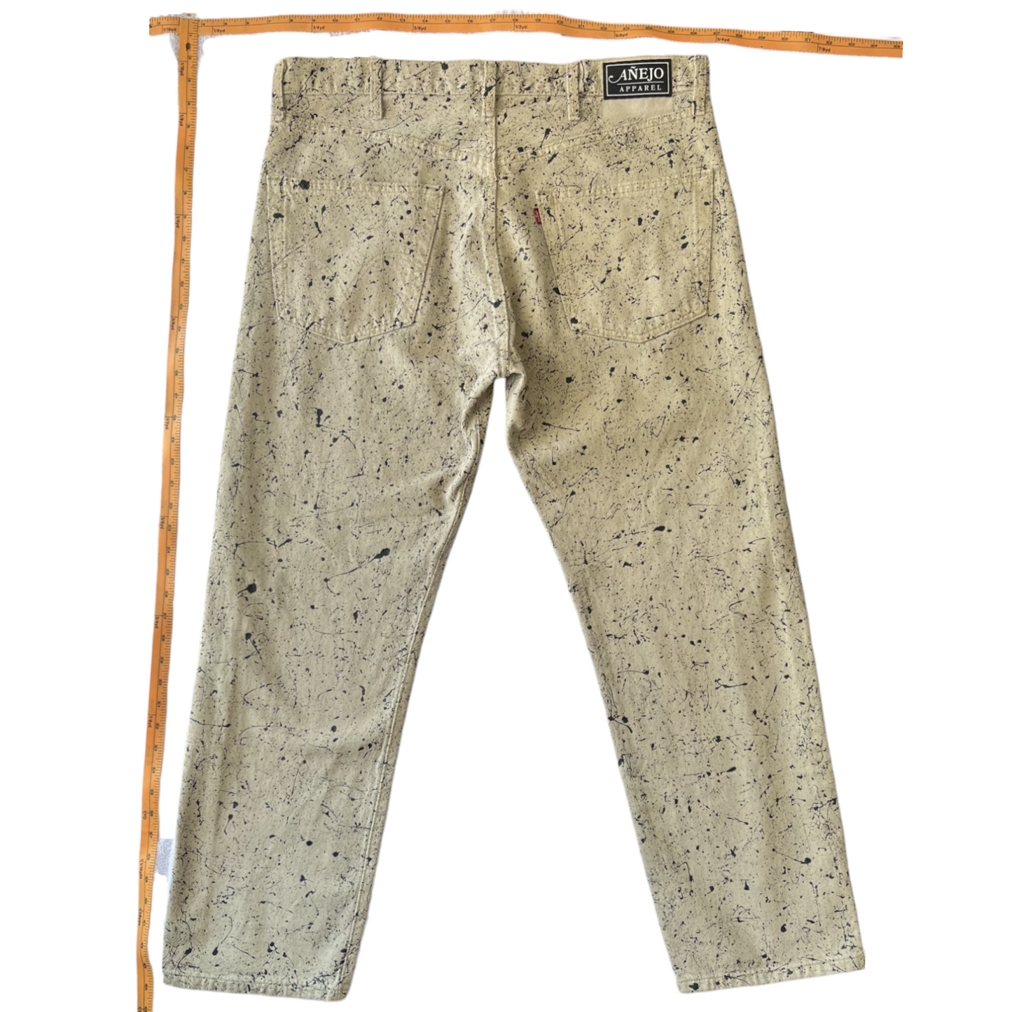 Khaki & Black Splatter Denim Pants - Size 38 x 30