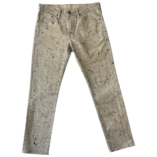 Khaki & Black Splatter Denim Pants - Size 31 x 30
