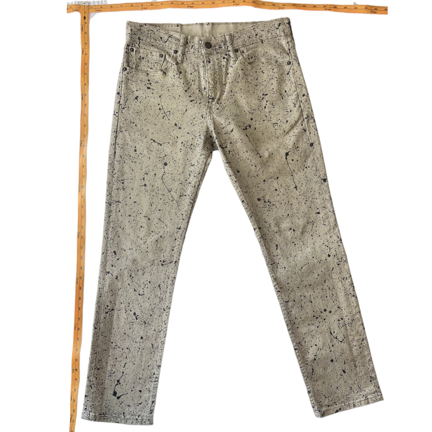 Khaki & Black Splatter Denim Pants - Size 31 x 30