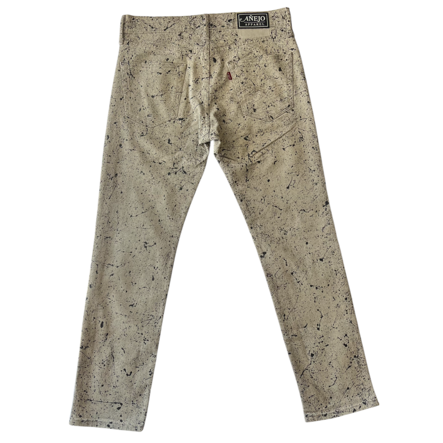 Khaki & Black Splatter Denim Pants - Size 31 x 30