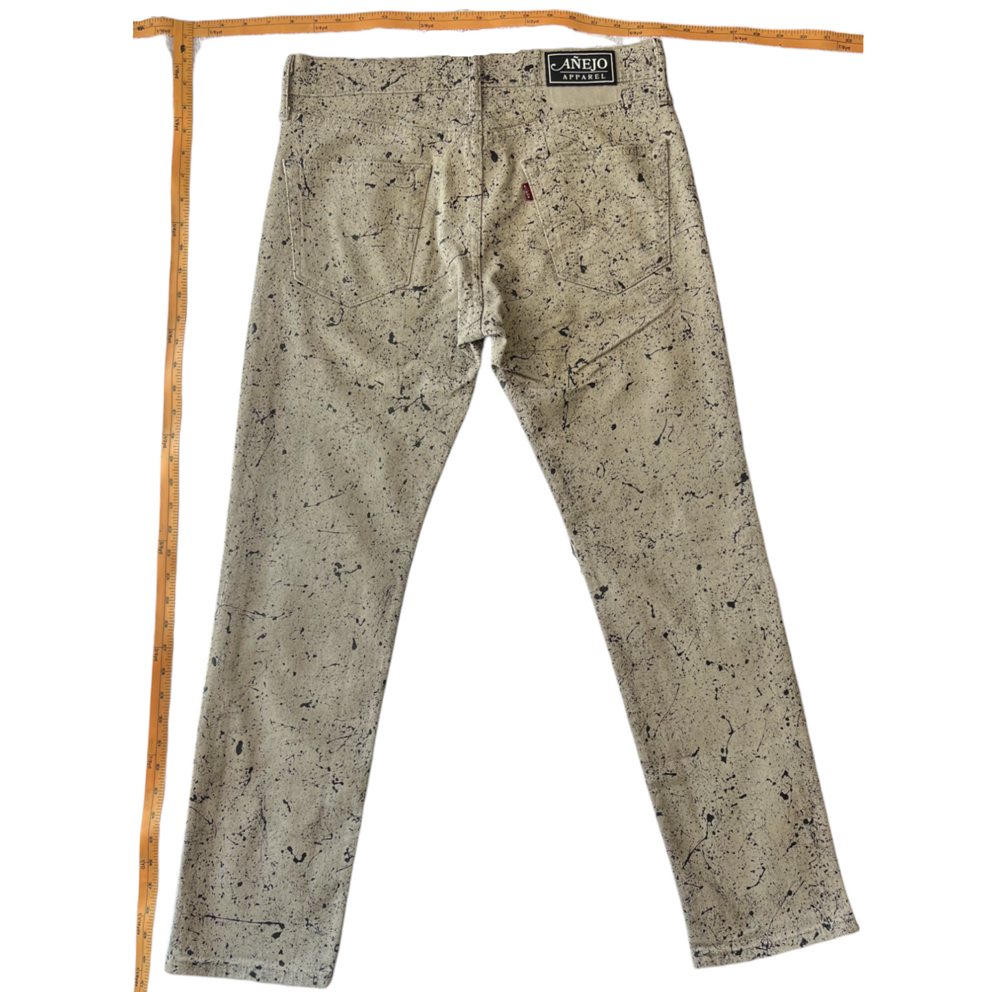 Khaki & Black Splatter Denim Pants - Size 31 x 30