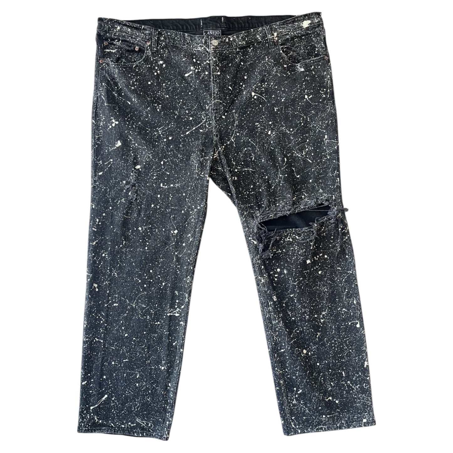 Black & White Splatter Denim Pants - Size 48 x 30