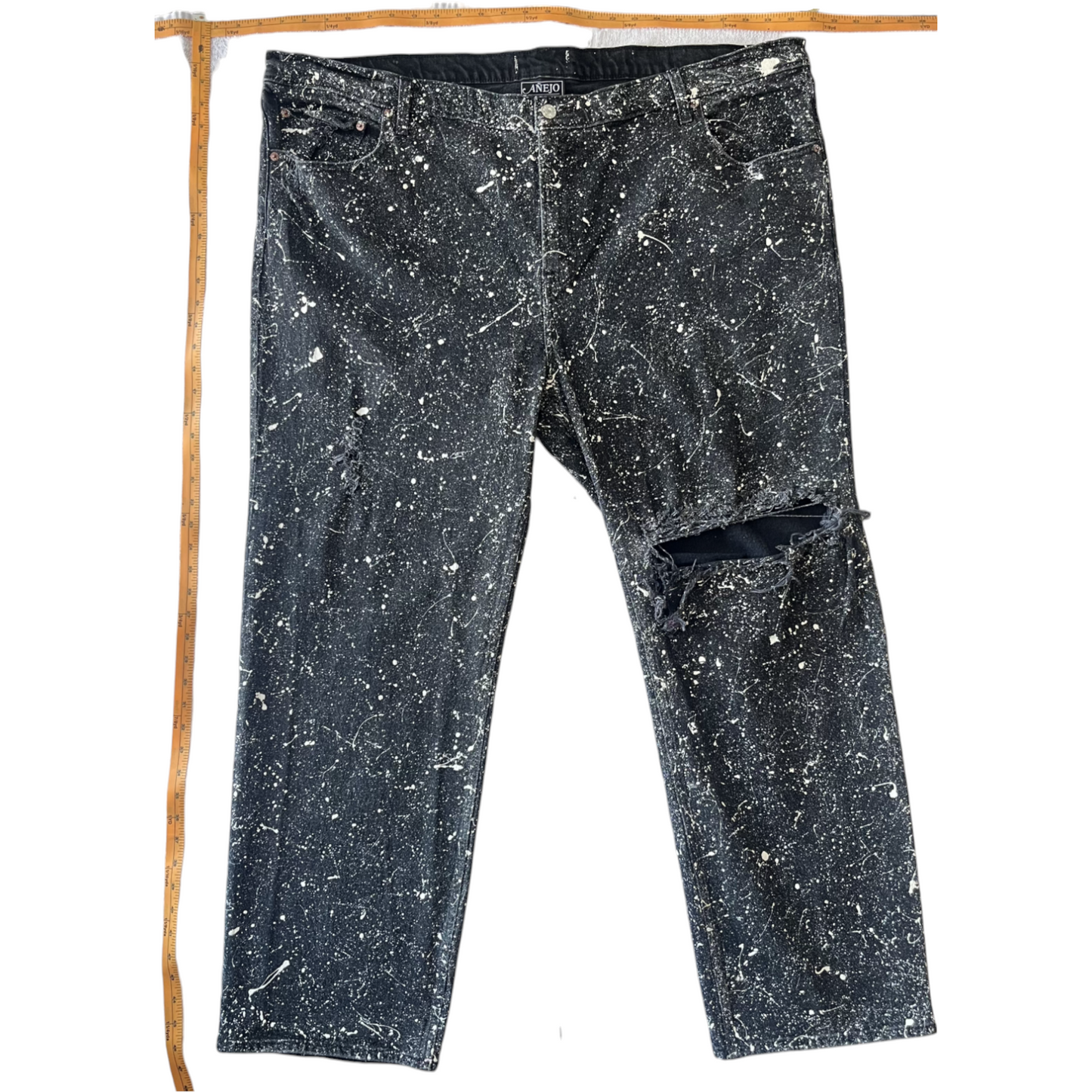 Black & White Splatter Denim Pants - Size 48 x 30
