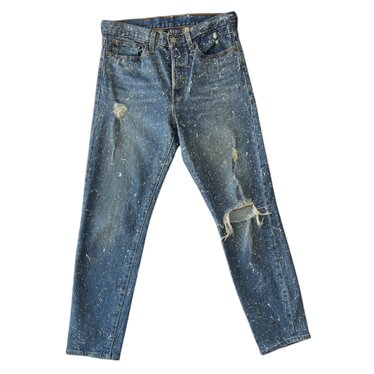 Blue & White Splatter Denim Jeans - Size 27