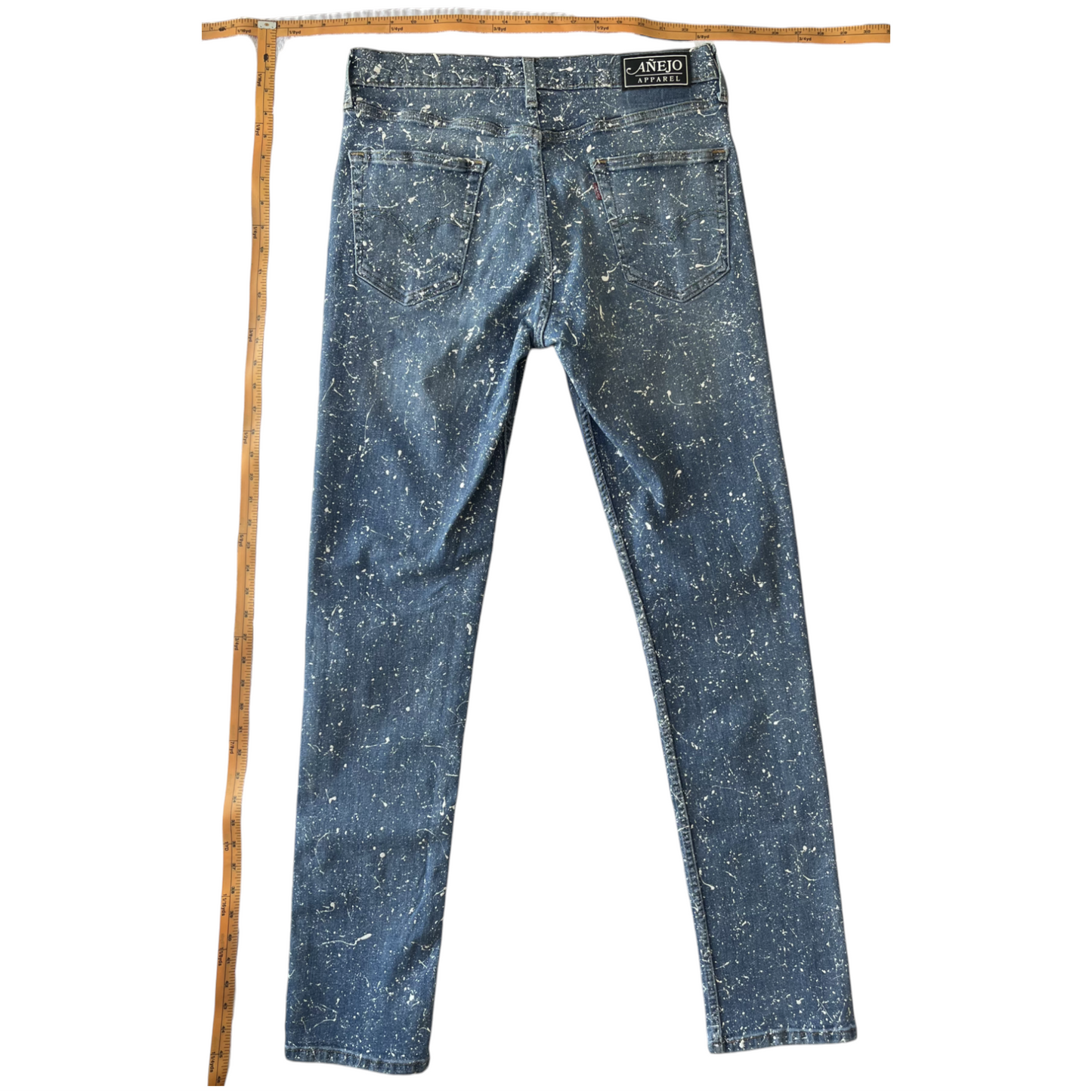 Blue & White Splatter Denim Jeans - Size 34 x 34