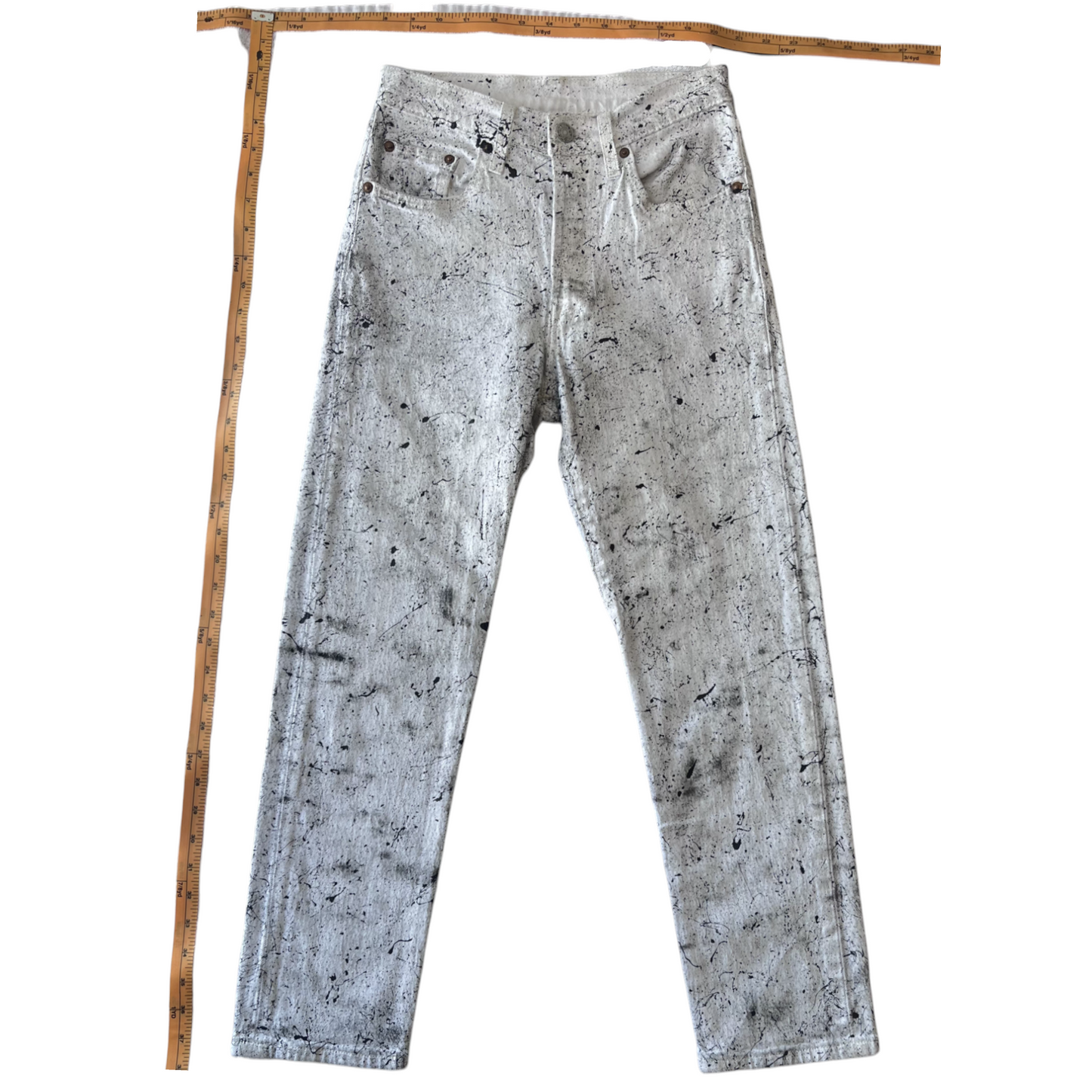 White & Black Splatter Denim Jeans - Size 2