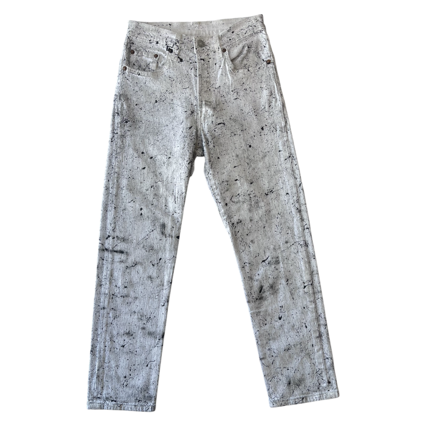 White & Black Splatter Denim Jeans - Size 2