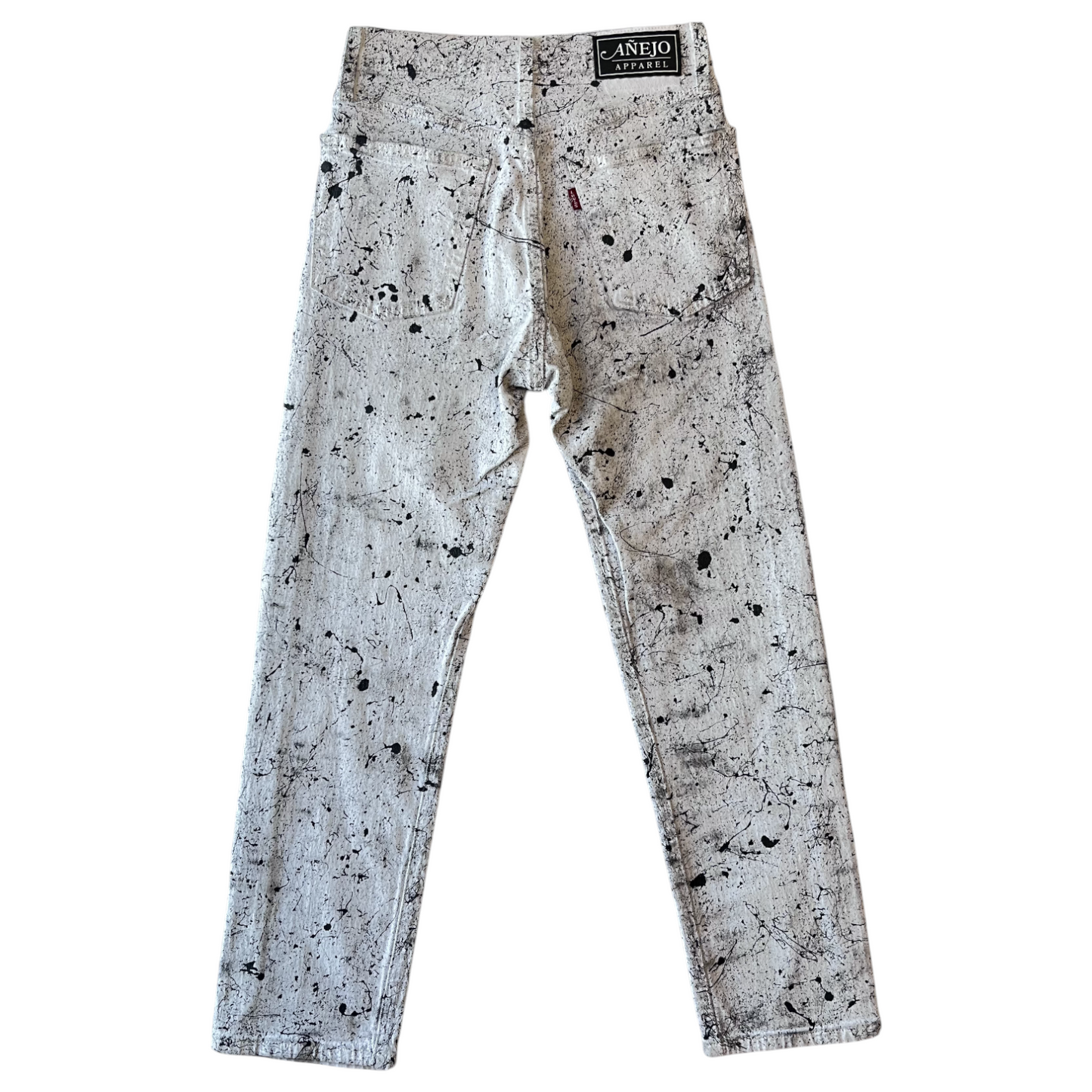 White & Black Splatter Denim Jeans - Size 2