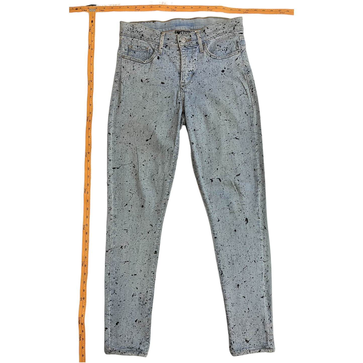 Blue & Black Splatter Denim Jeans - Size 28 x 34
