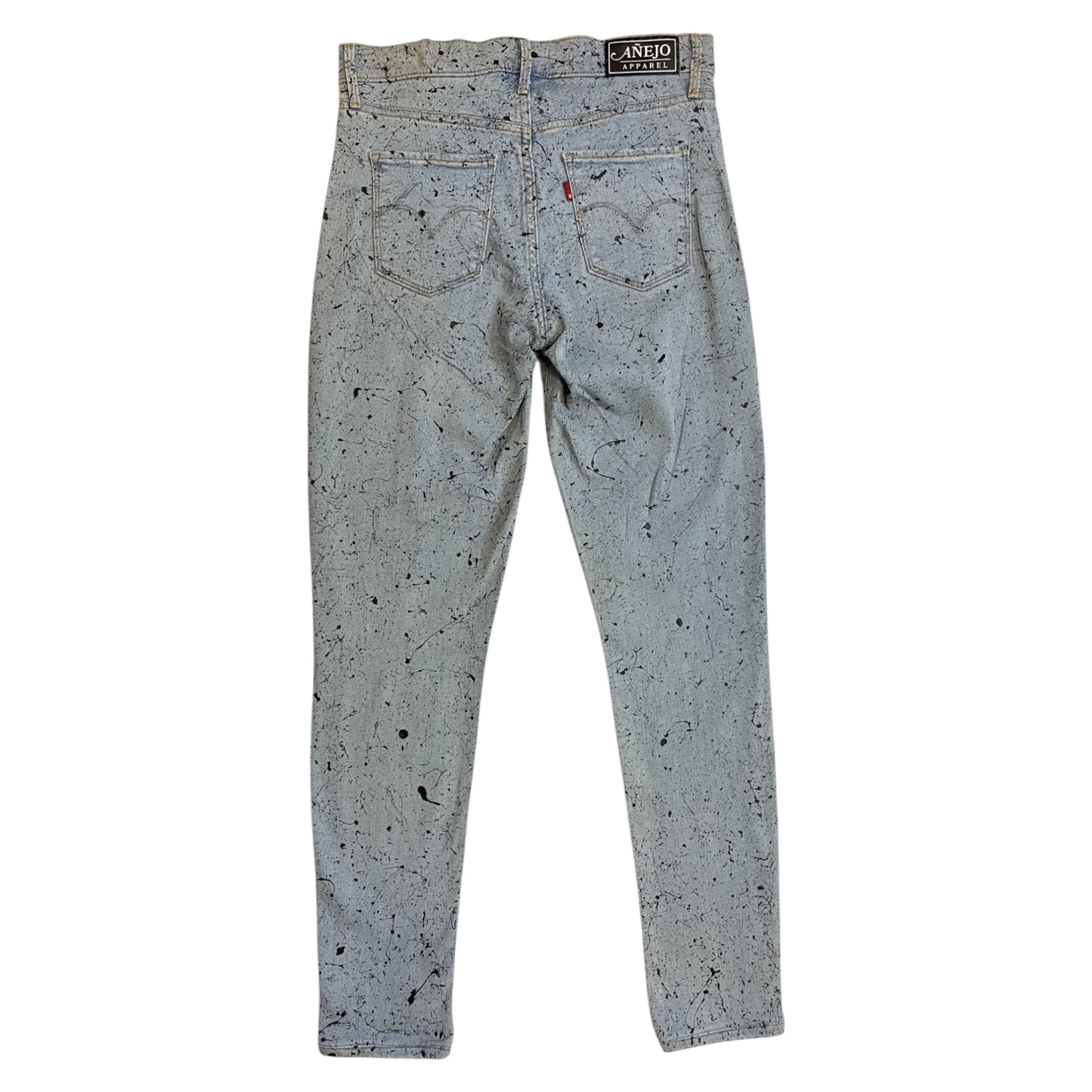 Blue & Black Splatter Denim Jeans - Size 28 x 34