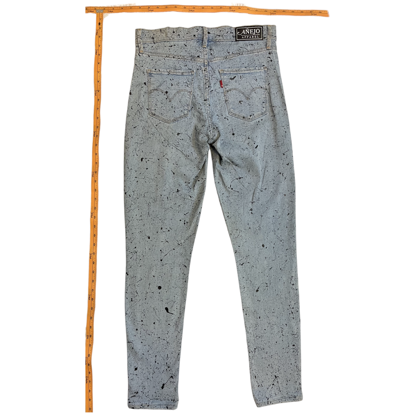 Blue & Black Splatter Denim Jeans - Size 28 x 34