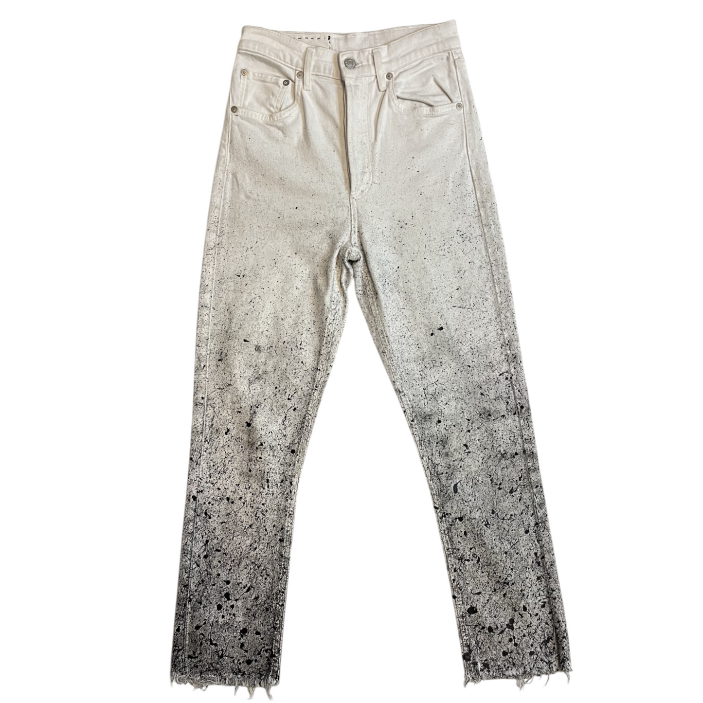 White & Black Gradient Splatter Denim Jeans - Size 24