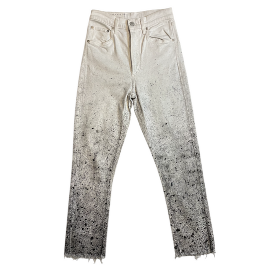 White & Black Gradient Splatter Denim Jeans - Size 24