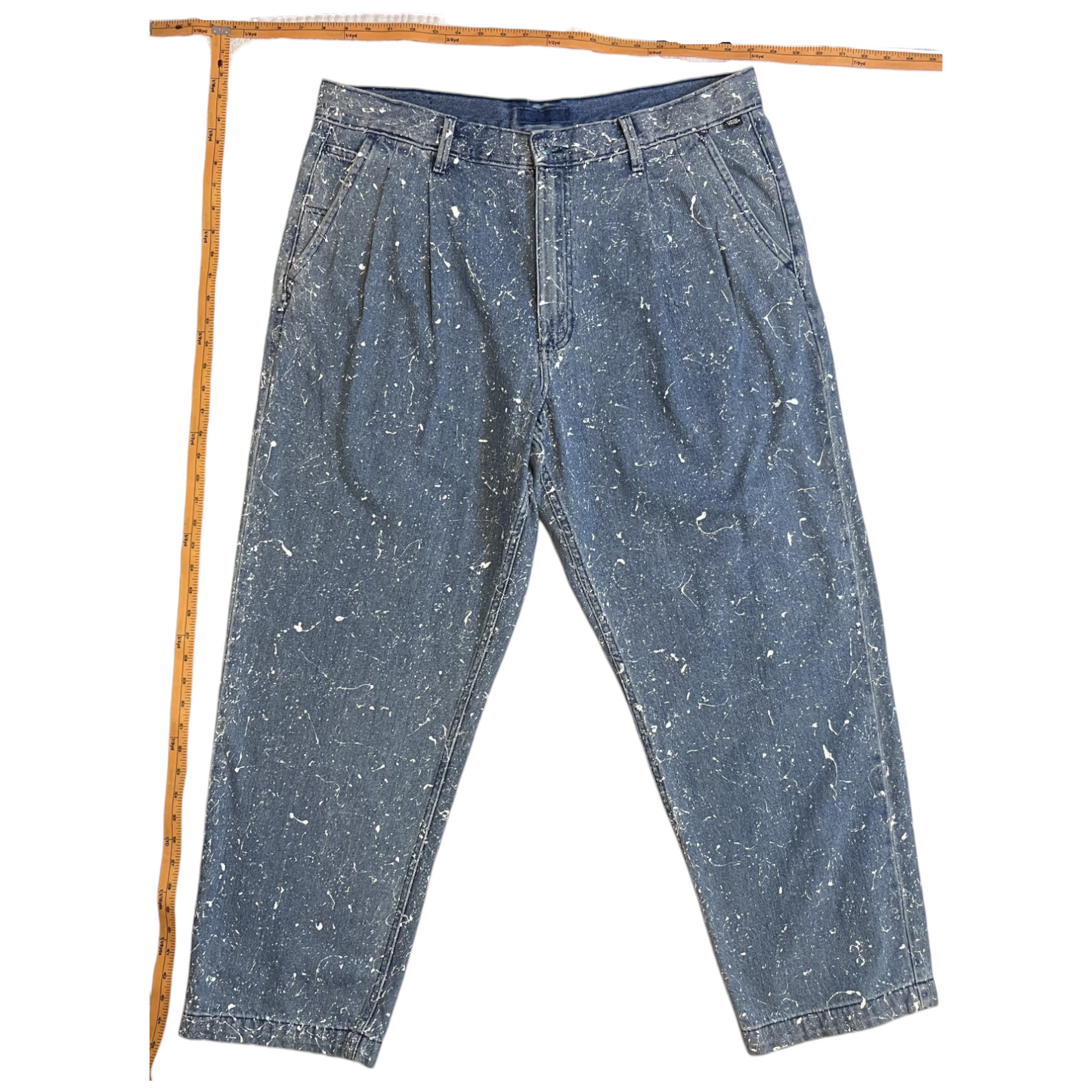 Blue & White Splatter Denim Jeans - Size 40