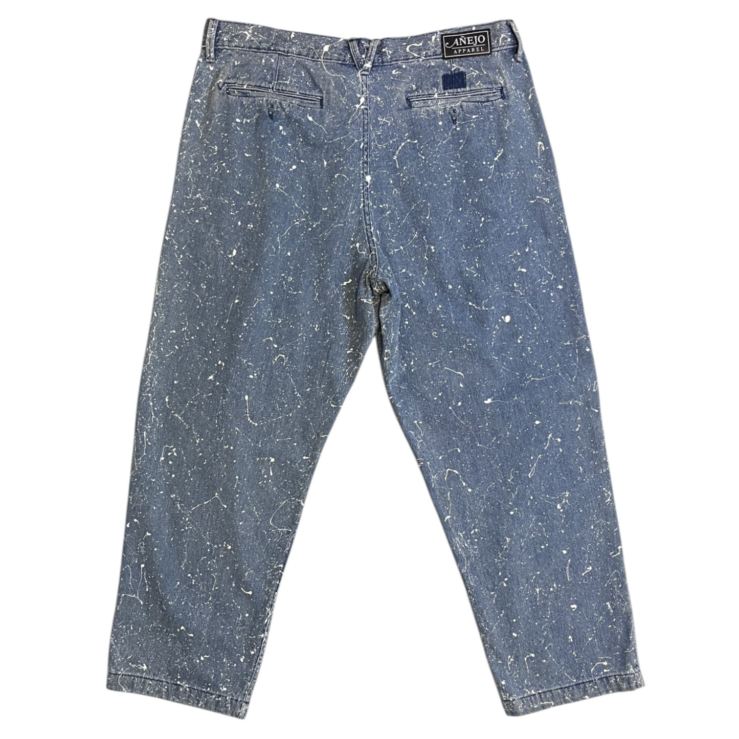 Blue & White Splatter Denim Jeans - Size 40