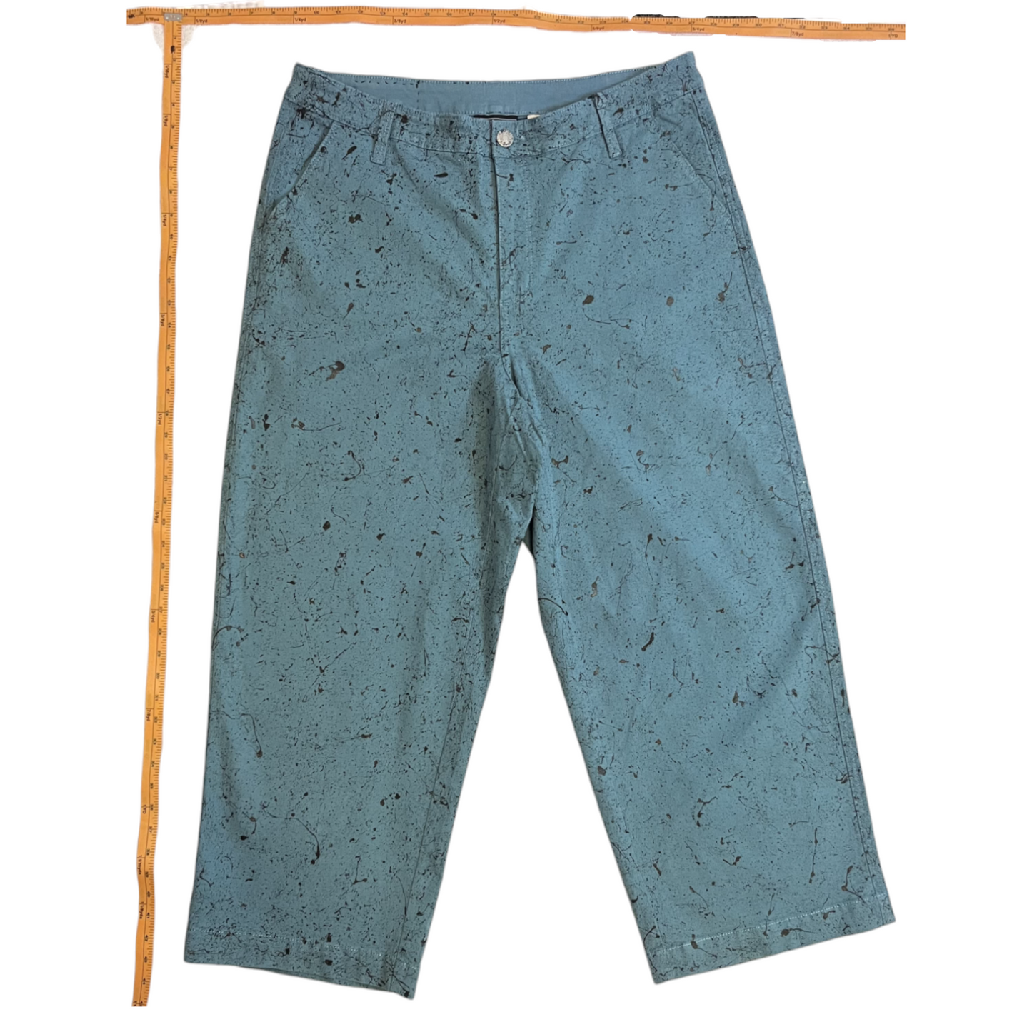 Teal & Black Splatter Pants - Size 16