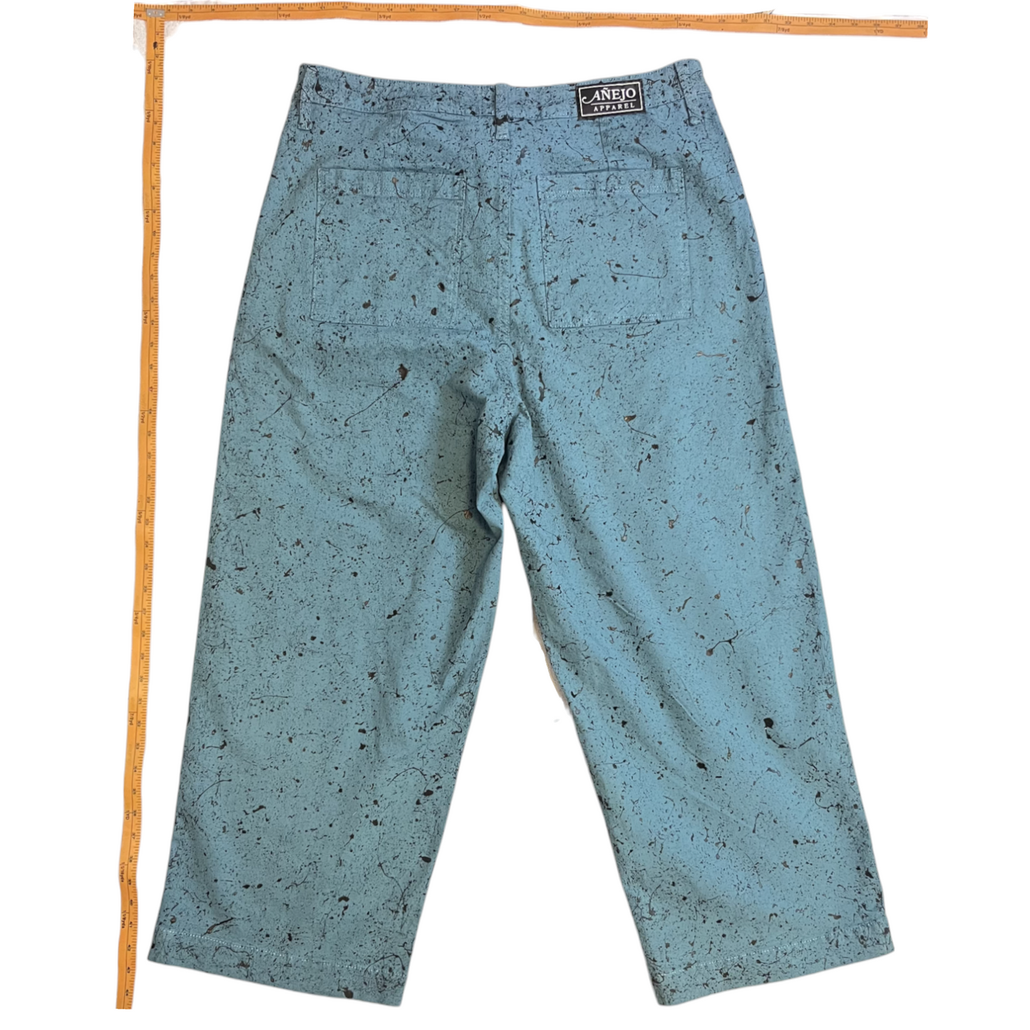 Teal & Black Splatter Pants - Size 16