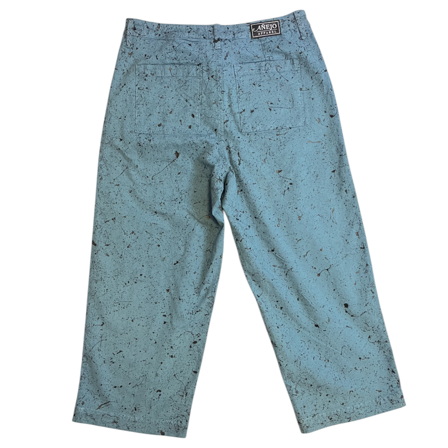 Teal & Black Splatter Pants - Size 16