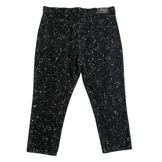 Black & Teal Splatter Denim Jeans - Size 14