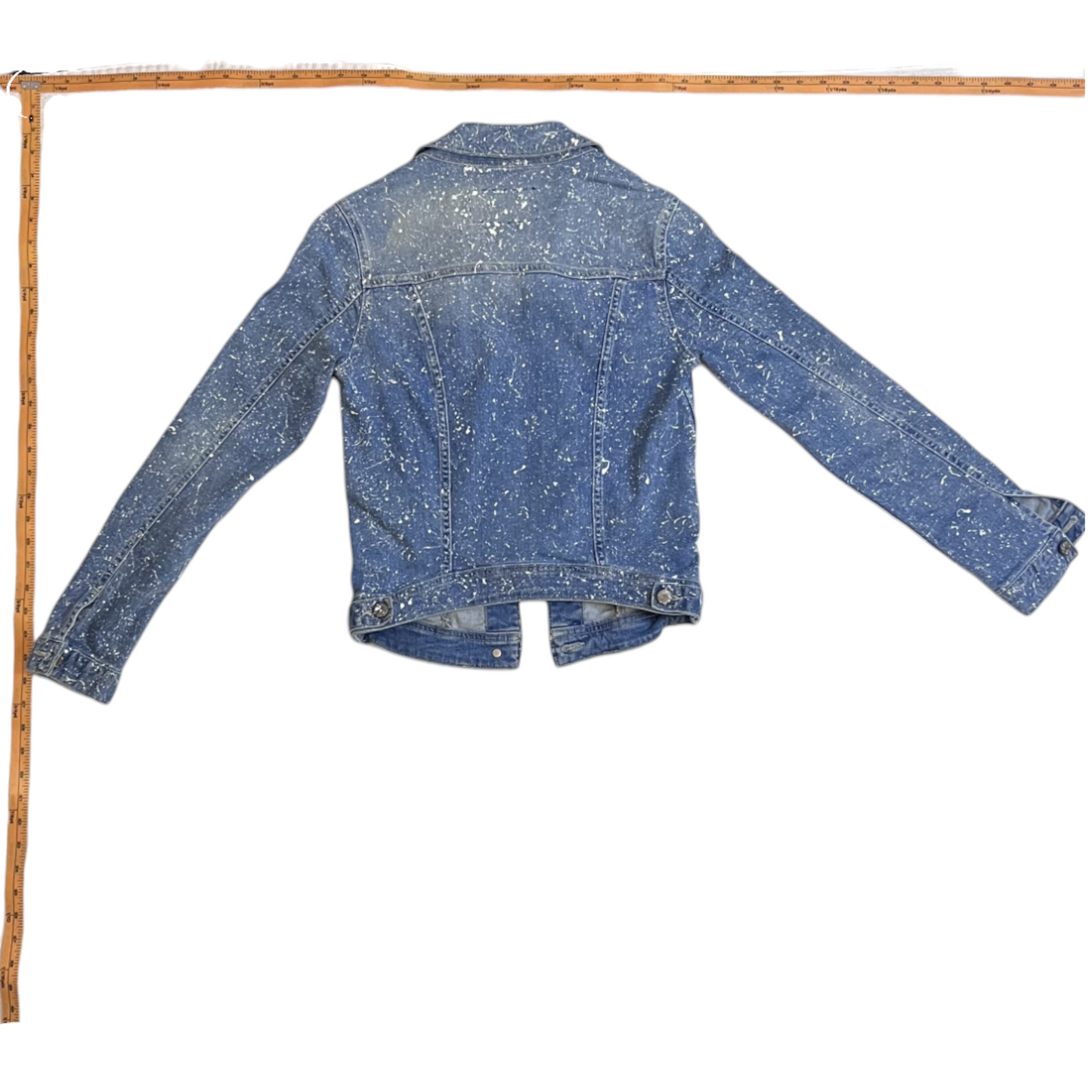 Blue & White Splatter Denim Jacket - Size Small