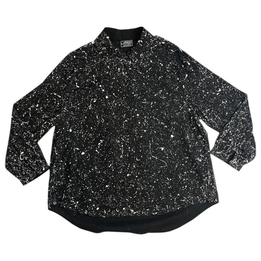 Black & White Splatter Long Sleeve Button Up Shirt - Size XXL