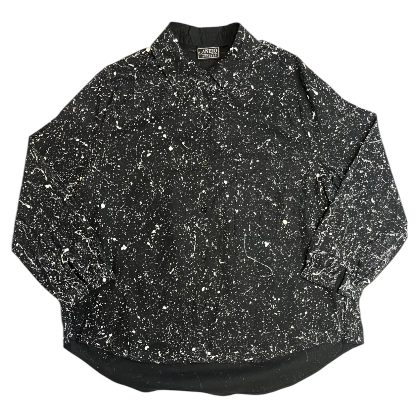 Black & White Splatter Long Sleeve Button Up Shirt - Size XXL