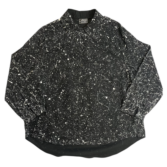 Black & White Splatter Long Sleeve Button Up Shirt - Size XXL