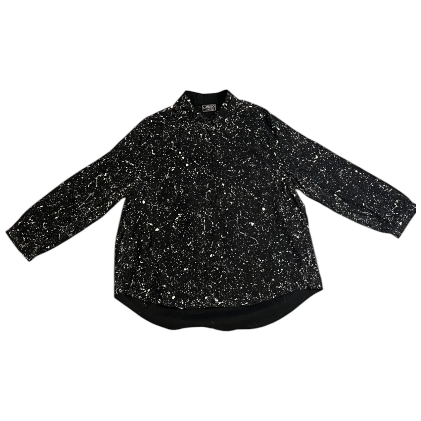 Black & White Splatter Long Sleeve Button Up Shirt - Size XXL