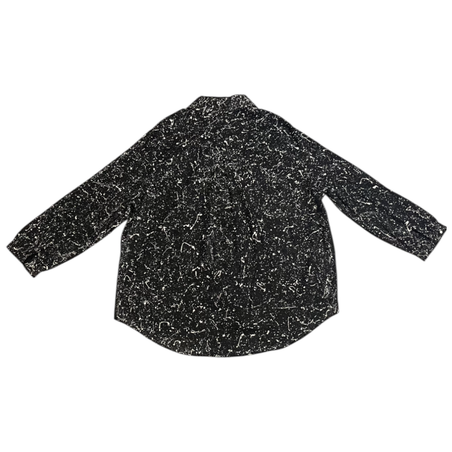 Black & White Splatter Long Sleeve Button Up Shirt - Size XXL
