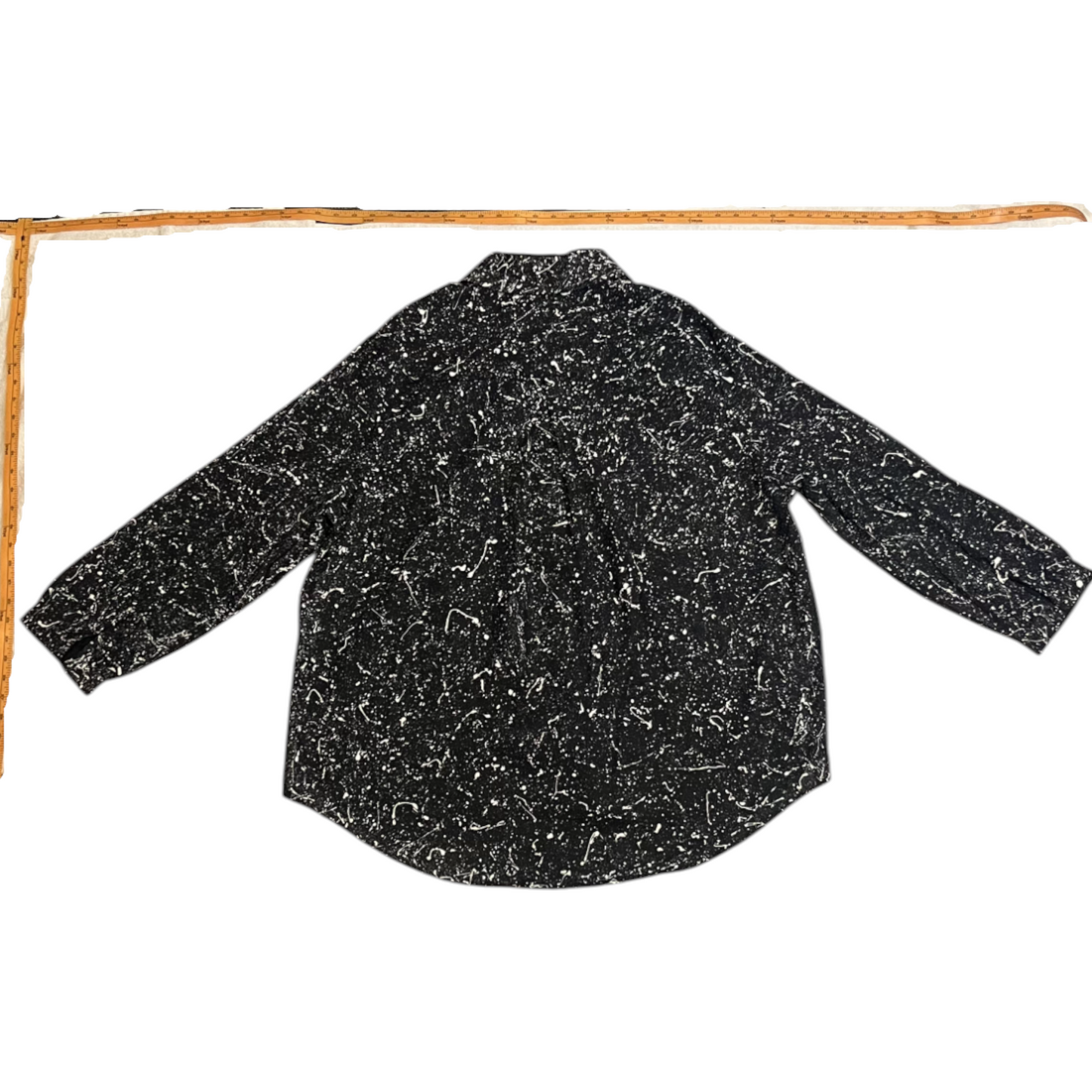 Black & White Splatter Long Sleeve Button Up Shirt - Size XXL