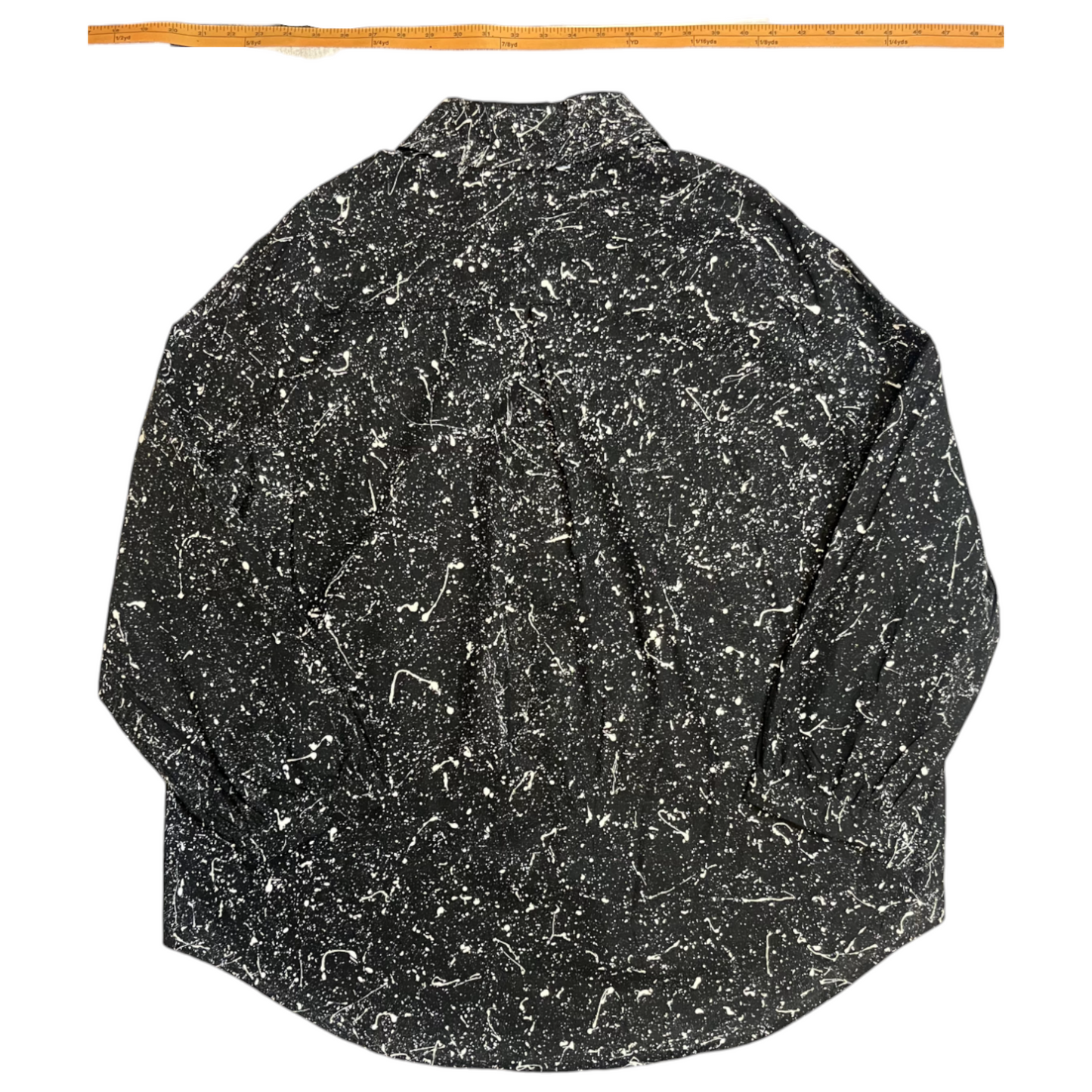 Black & White Splatter Long Sleeve Button Up Shirt - Size XXL