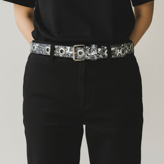 Black & White Splatter Belt