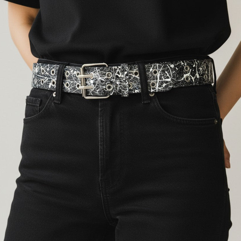 Black & White Splatter Belt