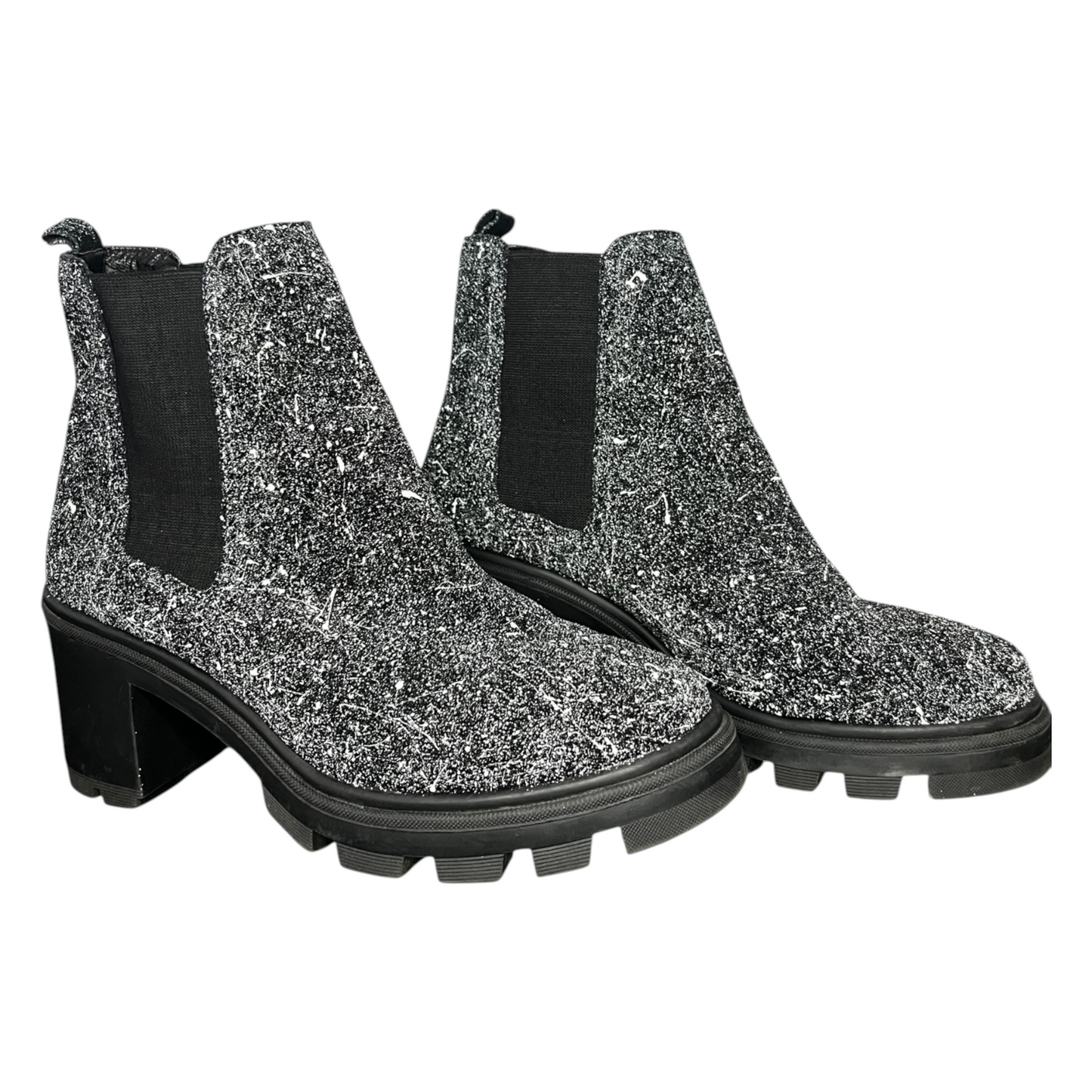 Black & White Splatter Boots - Size W9.5