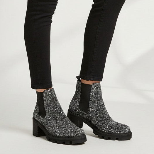 Black & White Splatter Boots - Size W9.5