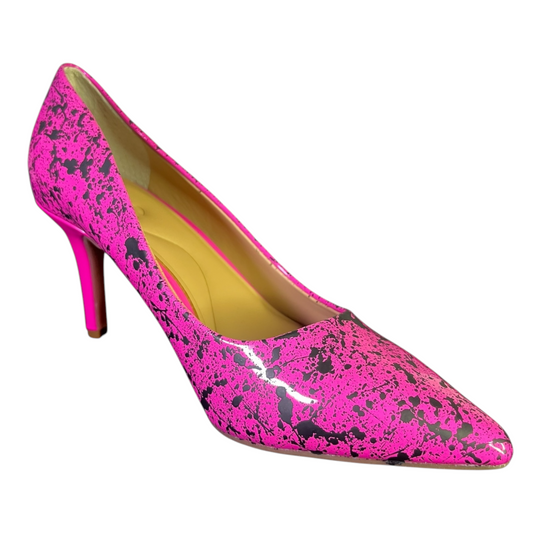 Pink & Black Splatter Heels - Size W6.5