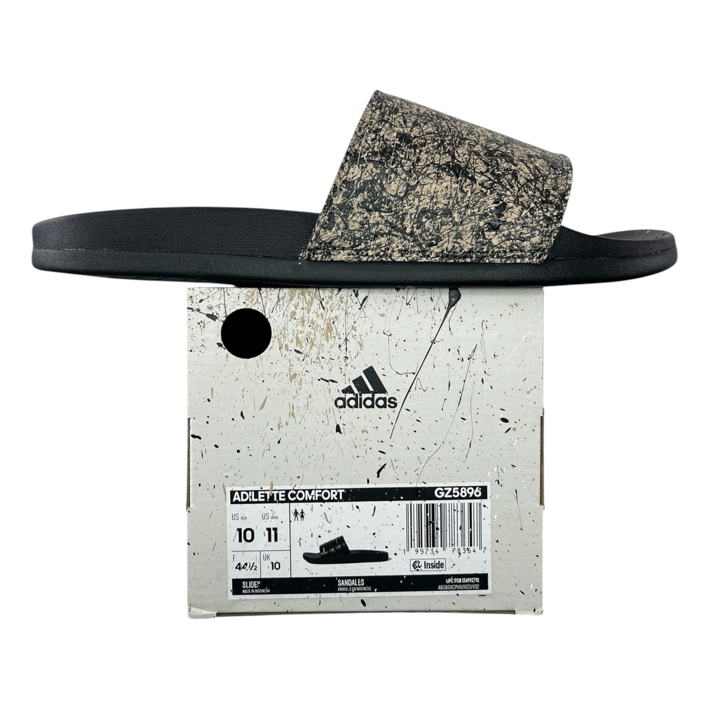 Tan & Black Splatter Slides - Size M10|W11