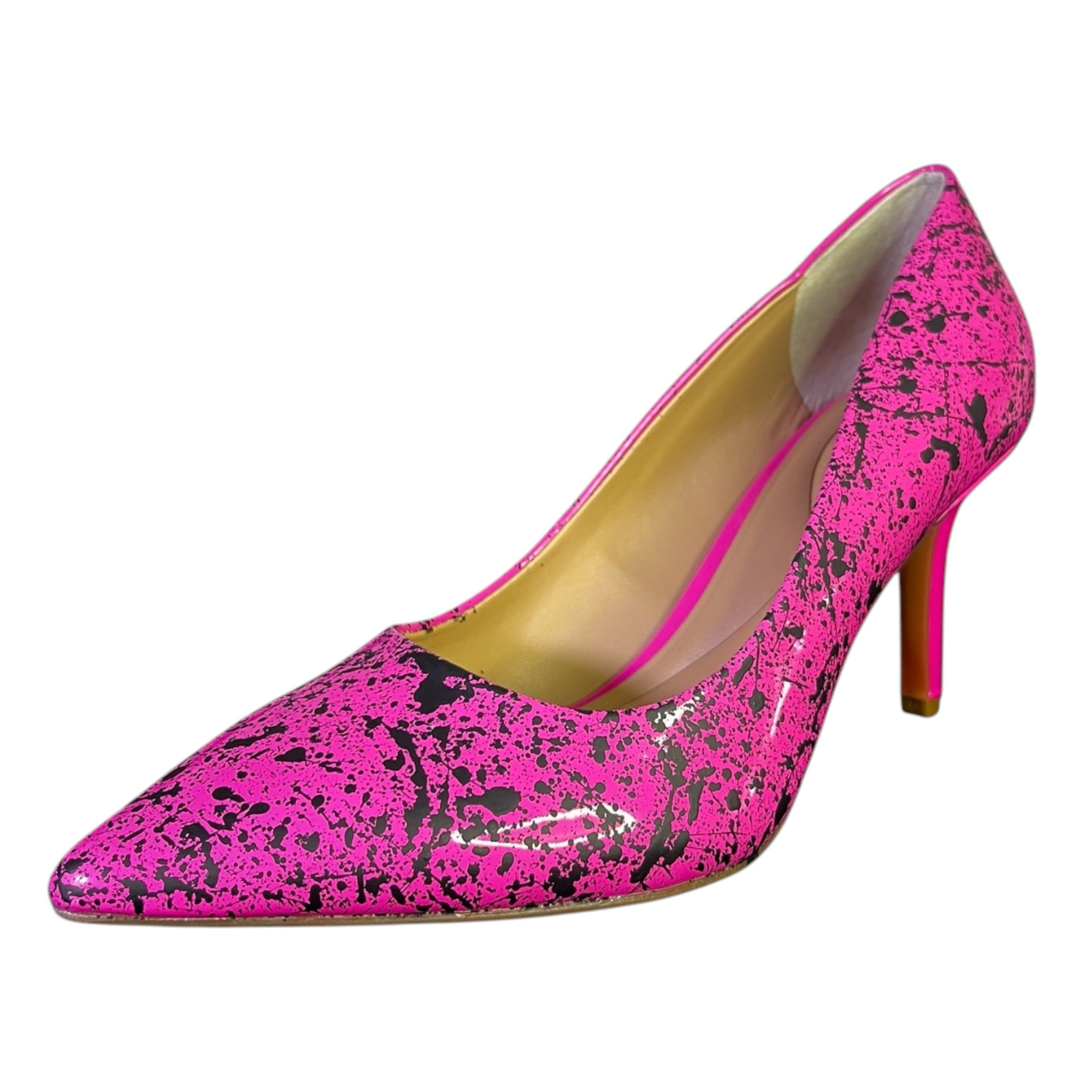 Pink & Black Splatter Heels - Size W6.5