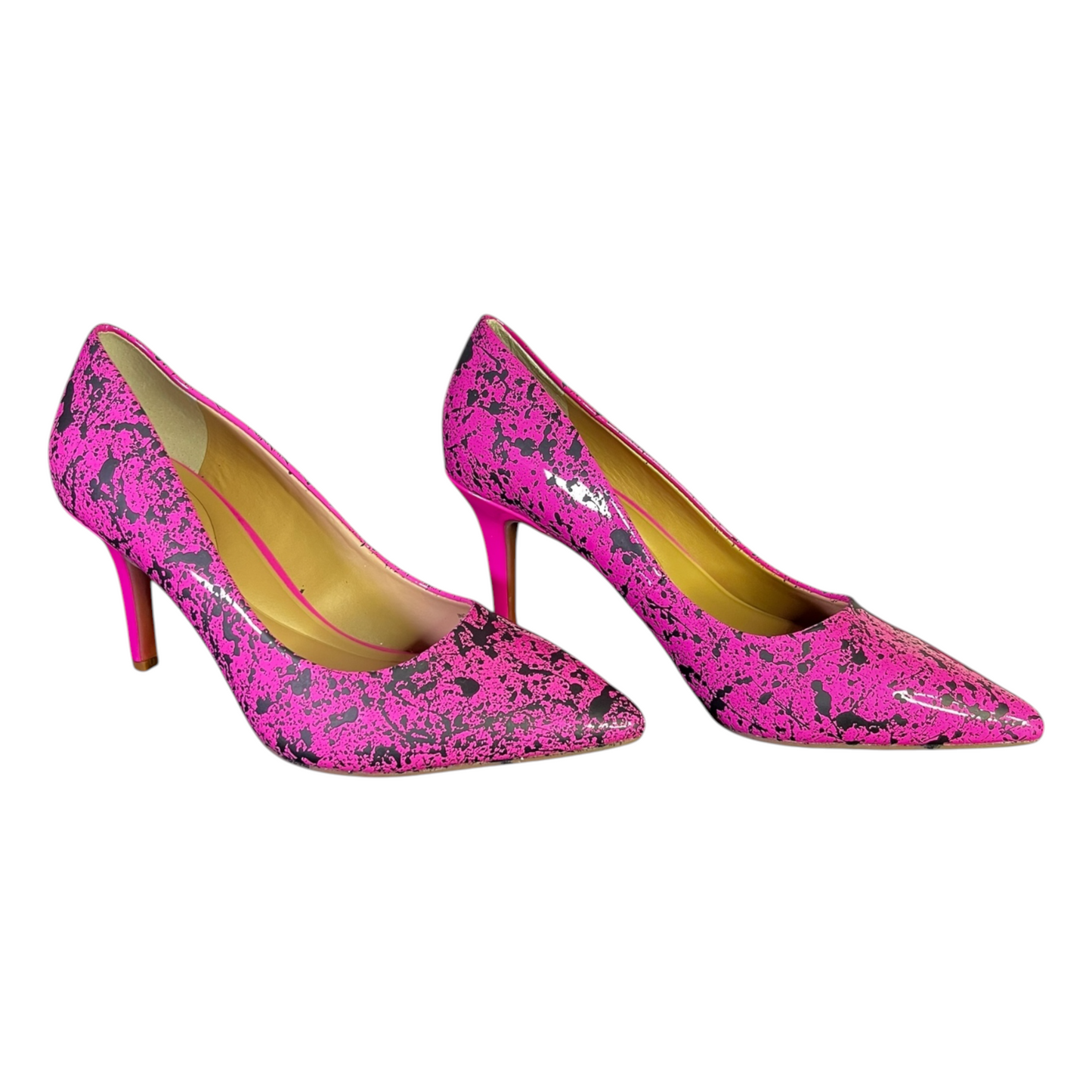 Pink & Black Splatter Heels - Size W6.5