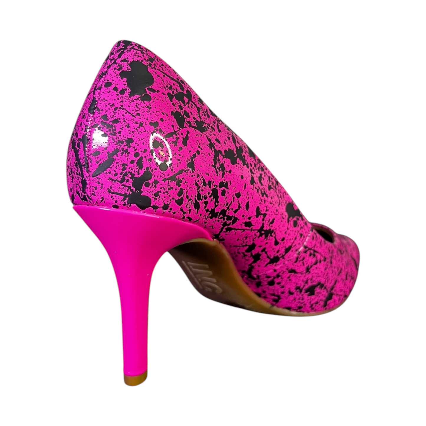 Pink & Black Splatter Heels - Size W6.5