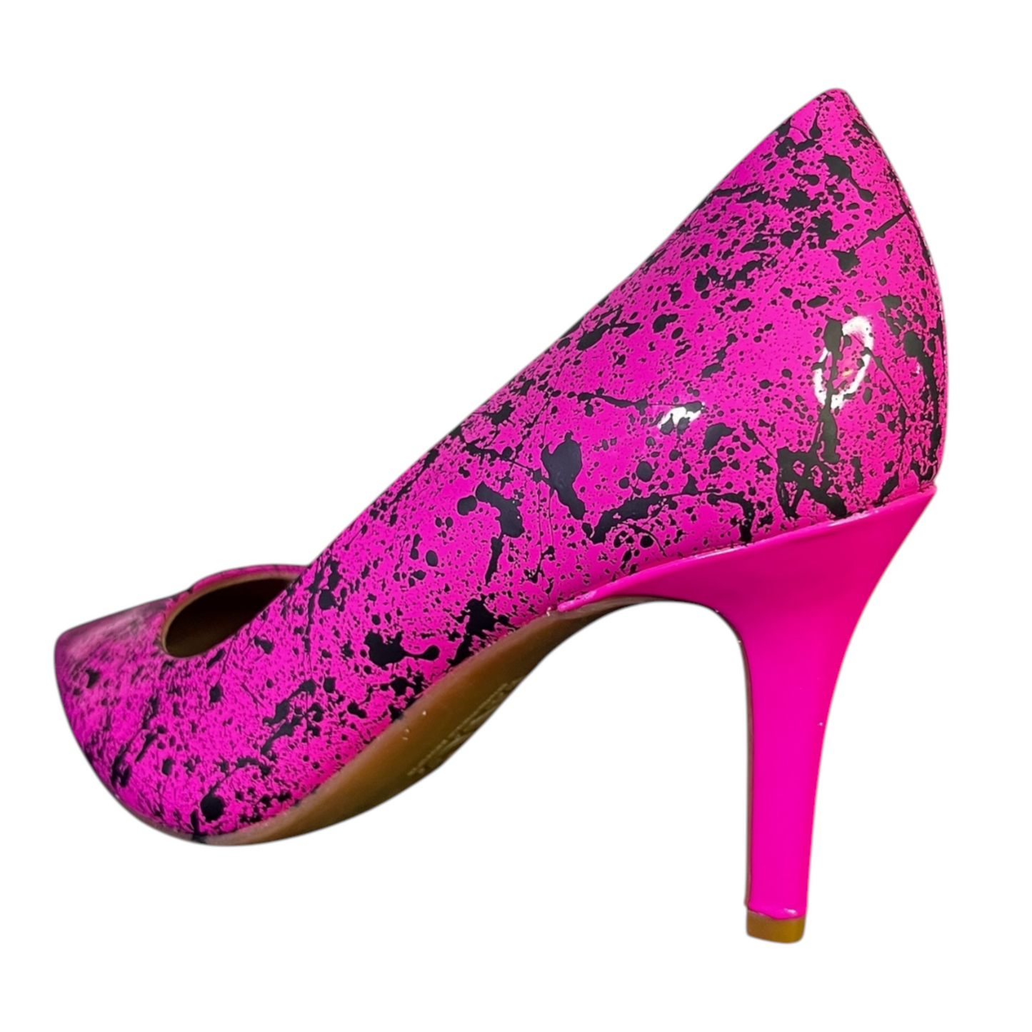 Pink & Black Splatter Heels - Size W6.5
