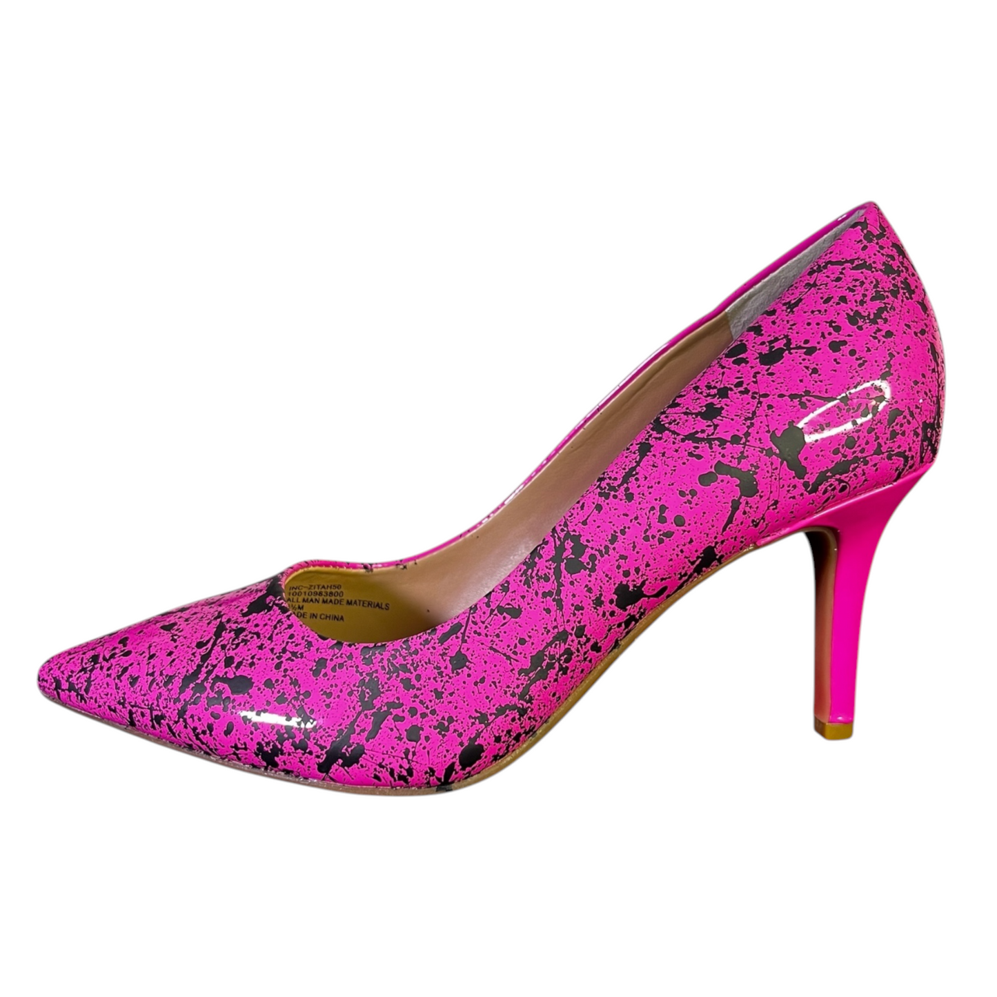 Pink & Black Splatter Heels - Size W6.5