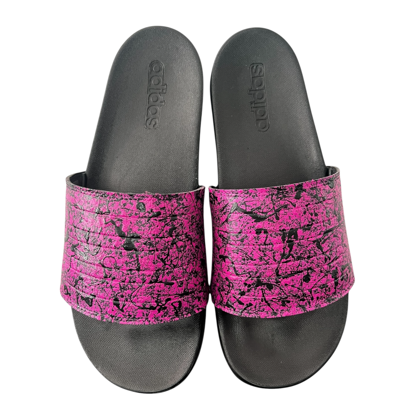 Pink & Black Splatter Slides - Size M9|W10