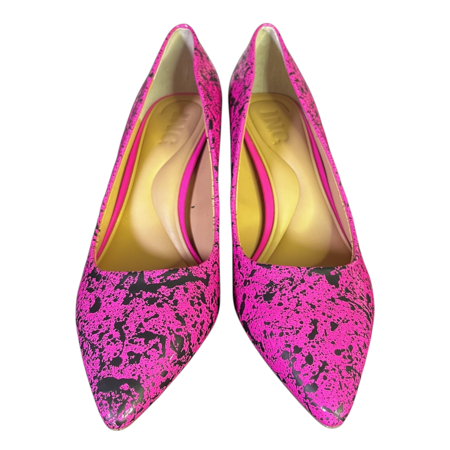 Pink & Black Splatter Heels - Size W6.5