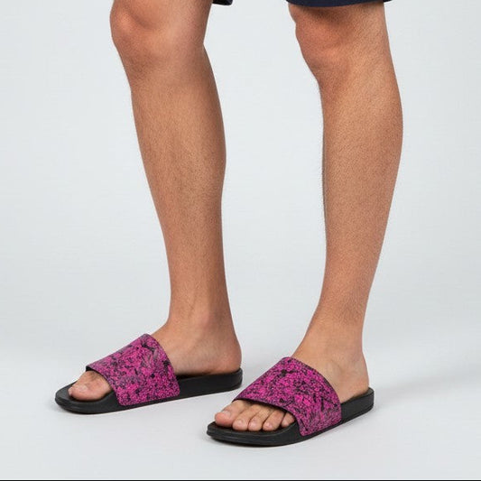 Pink & Black Splatter Slides