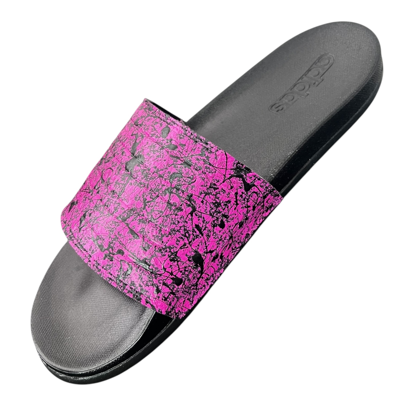Pink & Black Splatter Slides - Size M9|W10